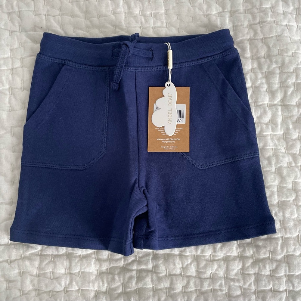 NWT Angel Dear Organic French Terry Navy Everyday Shorts 18-24M